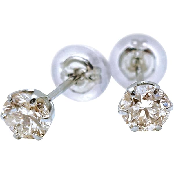 Amazon | 計0.6ct/K18/ブラウンダイヤモンドピアス 天然 ダイヤピアス